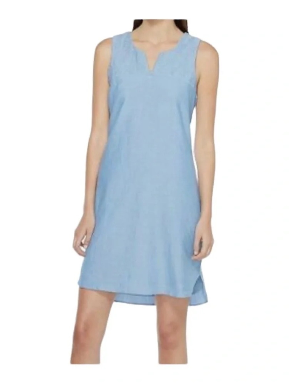Hatley Embroidered Notch Neck Dress-Paisley On Chambray Large Cotton